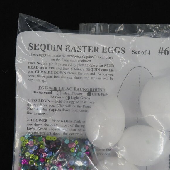 Design Works Set of 4 Sequin Easter Eggs Craft Kit 6061 NEW Open Package Holiday - Picture 2 of 8